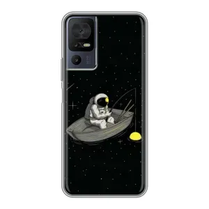 Силіконовый Чохол з принтом "Космонавти" на TCL 40 SE (Космонавт на рибалці)