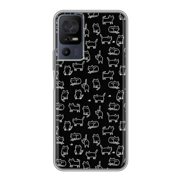 Чехол с рисунком «Котики на черном» для TCL 40 SE Чехол с рисунком «Котики на черном» для TCL 40 SE
