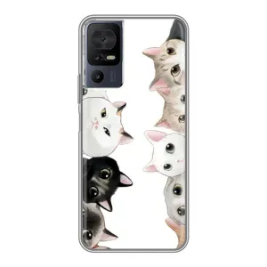 Силиконовый чехол с котиком для TCL 40 SE (Коты)