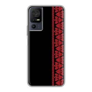 Силиконовый Чехол на TCL 40 SE (Красная Вышиванка)