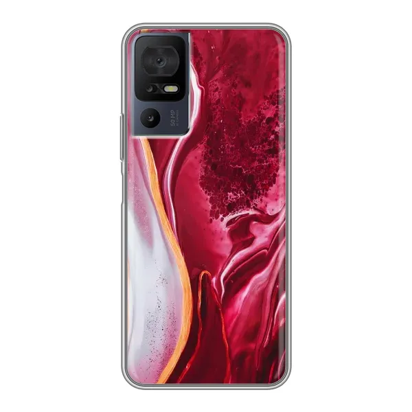 Чехол с рисунком «Красный мрамор» для TCL 40 SE Чехол с рисунком «Красный мрамор» для TCL 40 SE