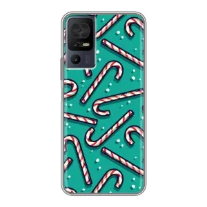 Силиконовый бампер на рождество для TCL 40 SE (Леденцы)