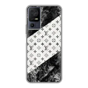 Чехол Стиль Louis Vuitton на TCL 40 SE (LV на белом)