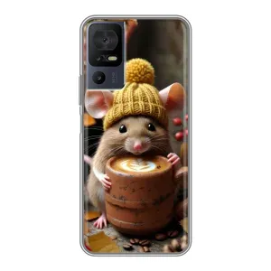Печатный чехол «Зверята с кофе» для TCL 40 SE (Мышка с кофе)