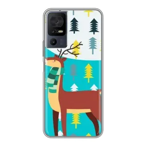Силиконовый бампер с картинкой животных для TCL 40 SE (Олень с шарфом)