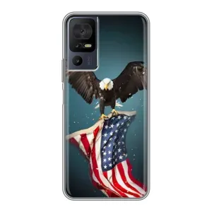 Чехол Флаг USA для TCL 40 SE (Орел и флаг)