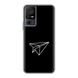 Чохол з картинками на чорному фоні для TCL 40 SE (Літак)