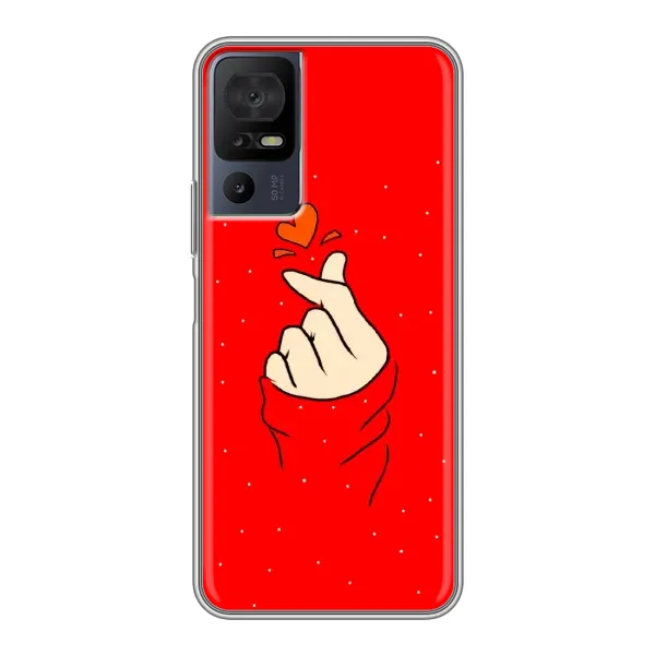 Чехол с рисунком «Сердце на красном» для TCL 40 SE Чехол с рисунком «Сердце на красном» для TCL 40 SE