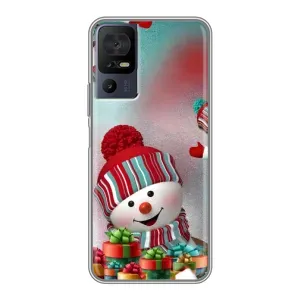 Чехлы на Новый Год TCL 40 SE (Снеговик в шапке)