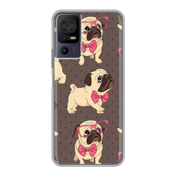 Чехол с рисунком «Собачки Мопсики» для TCL 40 SE