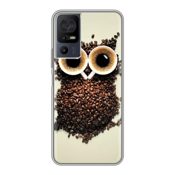 Чехол с рисунком «Сова с зерен кофе» для TCL 40 SE Чехол с рисунком «Сова с зерен кофе» для TCL 40 SE