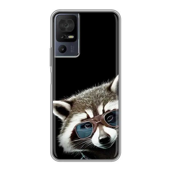 Чехол с рисунком «Стильный Енот» для TCL 40 SE Чехол с рисунком «Стильный Енот» для TCL 40 SE