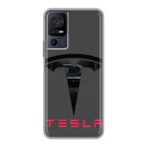 Силиконовый бампер с картинкой машины на TCL 40 SE (Logo TESLA)