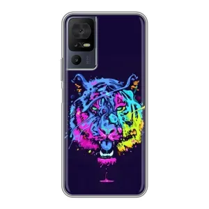 Силиконовый бампер с картинкой животных для TCL 40 SE (Тигр-Арт)
