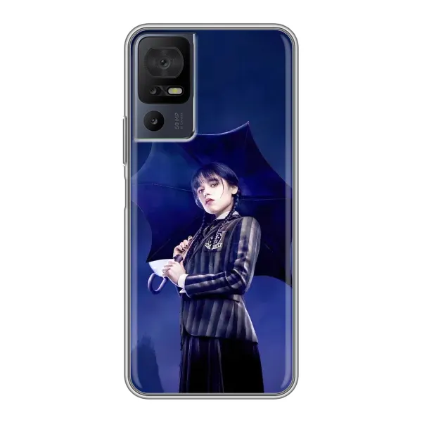 Чехол с рисунком «Уэнсдей с зонтом» для TCL 40 SE