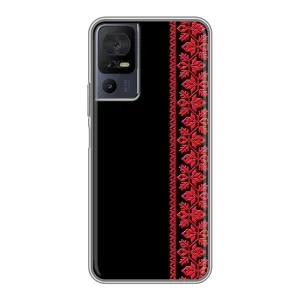 Силиконовый Чехол на TCL 40 SE с картинкой Вышиванки (Вышиванка на черном)
