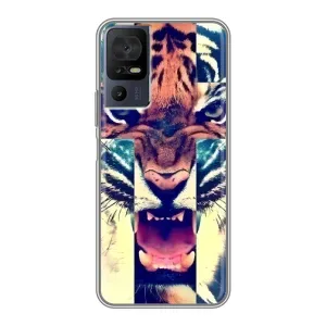 Чехлы с изображением разных животных для TCL 40 SE (Яркий Тигр)