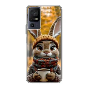 Печатный чехол «Зверята с кофе» для TCL 40 SE (Зайчик с кофе)
