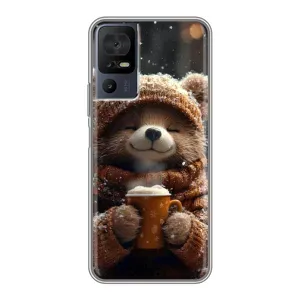 Печатный чехол «Зверята с кофе» для TCL 50 5G (Медвежонок с кофе)