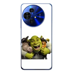 Печатный чехол с принтом Шрек для TCL 50 Pro NxtPaper (Шрек осел и кот)