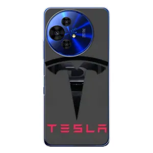 Силиконовый бампер с картинкой машины на TCL 50 Pro NxtPaper (Logo TESLA)
