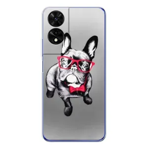 Чехол (ТПУ) Милые собачки для TCL 505 (Бульдог в очках)
