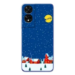 Силиконовый бампер на рождество для TCL 505 (Город в снегу)