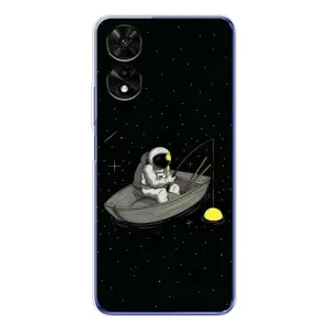 Силиконовый Чехол с принтом "Космонавты" на TCL 505 (Космонавт на рыбалке)