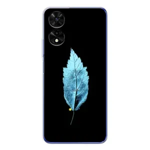 Чехол с картинками на черном фоне для TCL 505 (Листочек)
