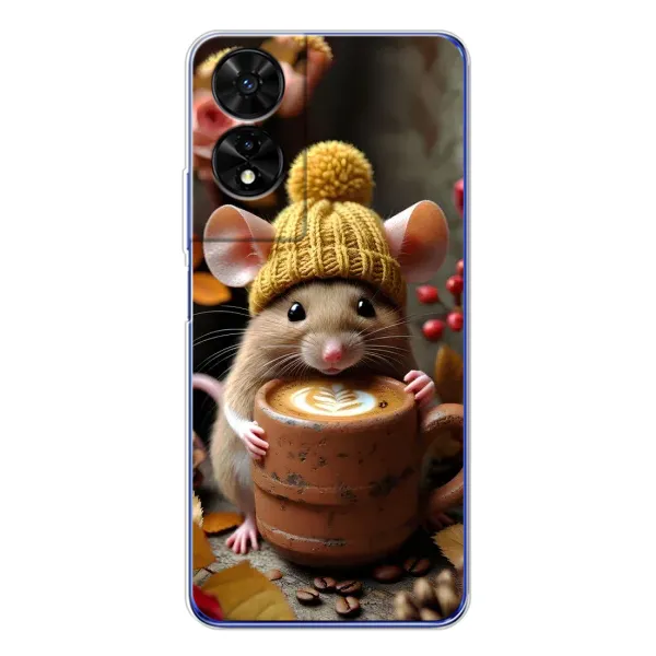 Чехол с рисунком «Мышка с кофе» для TCL 505 Чехол с рисунком «Мышка с кофе» для TCL 505