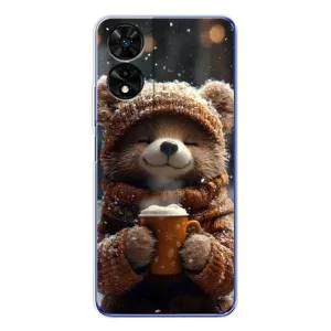 Печатный чехол «Зверята с кофе» для TCL 505 (Медвежонок с кофе)
