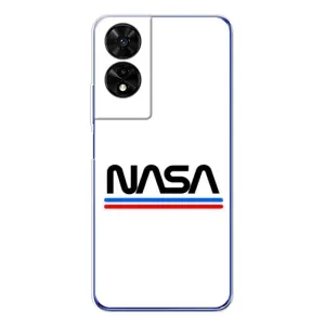Силиконовый бампер с принтом "Наса" на TCL 505 (NASA на белом фоне)