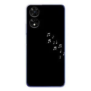 Чехол с картинками на черном фоне для TCL 505 (Ноты)