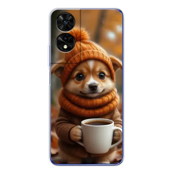 Чехол с рисунком «Собачка с кофе» для TCL 505 Чехол с рисунком «Собачка с кофе» для TCL 505
