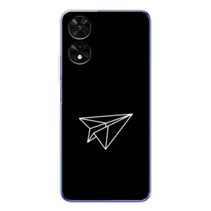 Чехол с картинками на черном фоне для TCL 505 (Самолетик)