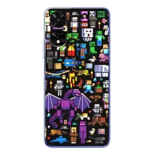 Чехол майнкрафт для TCL 505 (Все персонажи)