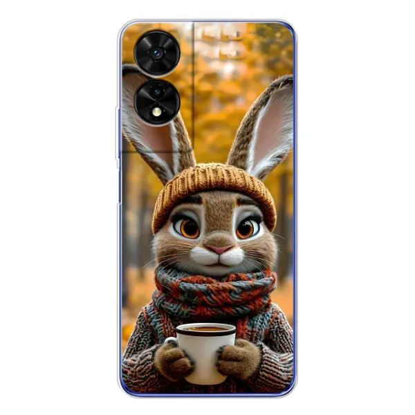 Чехол с рисунком «Зайчик с кофе» для TCL 505 Чехол с рисунком «Зайчик с кофе» для TCL 505