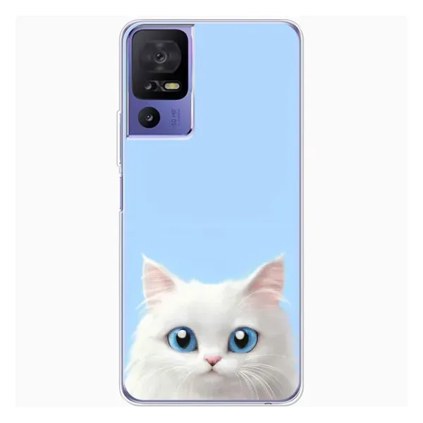 Чехол с рисунком «Белый кот» для TCL 605