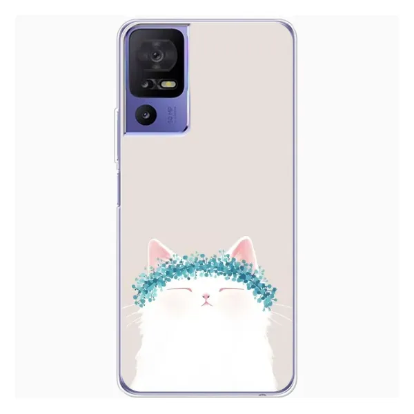 Чехол с рисунком «Белый котик» для TCL 605