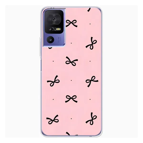 Чехол с рисунком «Черные бантики» для TCL 605