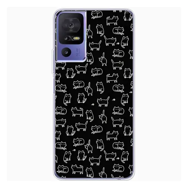 Чехол с рисунком «Котики на черном» для TCL 605