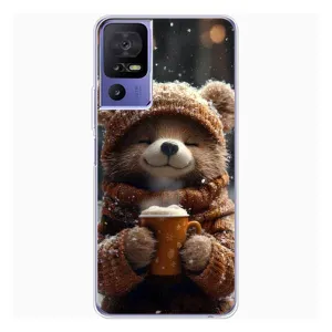 Печатный чехол «Зверята с кофе» для TCL 605 (Медвежонок с кофе)