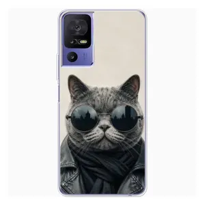 Чехол с рисунком «Модный кот» для TCL 605