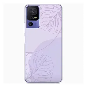 Чехол цветочный дизайн для TCL 605 (Монстера фиолетовая)
