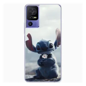 Чехол с рисунком Стич для TCL 605 (Стич с цветочком)