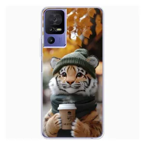 Печатный чехол «Зверята с кофе» для TCL 605 (Тигр с кофе)