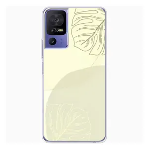 Чехол цветочный дизайн для TCL 605 (Зелёный фон)