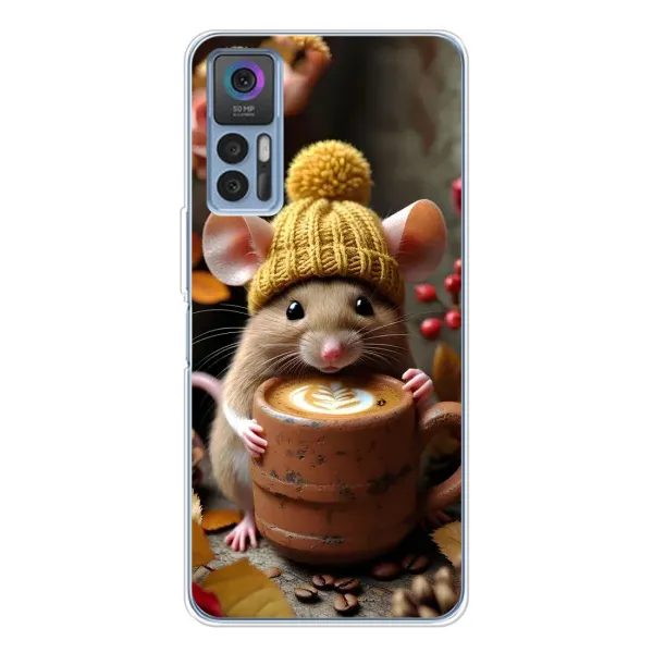 Чехол с рисунком «Мышка с кофе» для TCL K23 5G Чехол с рисунком «Мышка с кофе» для TCL K23 5G