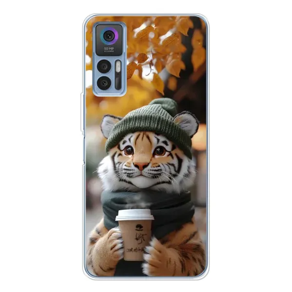 Чехол с рисунком «Тигр с кофе» для TCL K23 5G Чехол с рисунком «Тигр с кофе» для TCL K23 5G