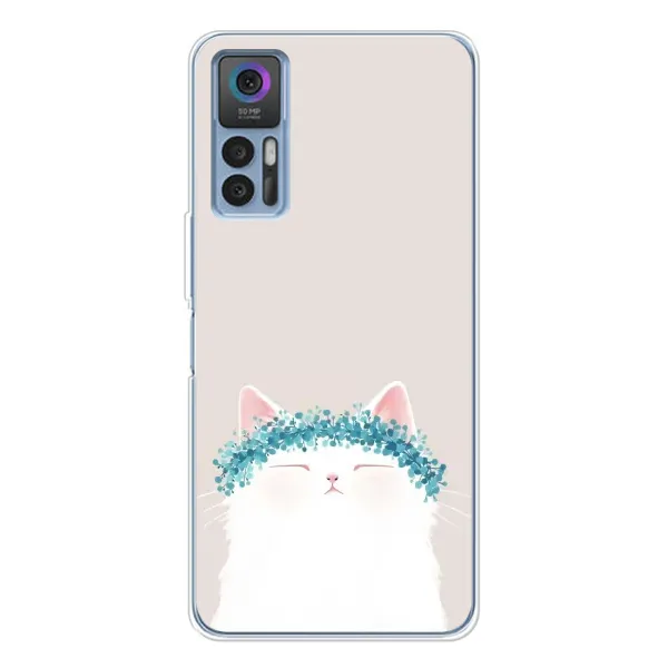 Чехол с рисунком «Белый котик» для TCL K23